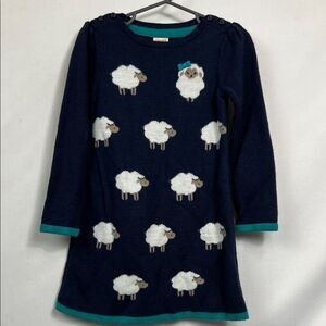 Gymboree Navy Blue sweater dress with sheep and teal details size 3T